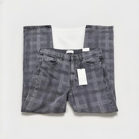 ZARA New Straight Fit Printed Mid-Rise Jean Sz 10 - Picture 1 of 8